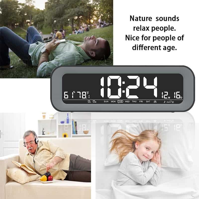 Digital Clock With LED Auto Backlight FM Radio Clock with Timer and Temperature Large Display Calendar Clock with Dual Alarms