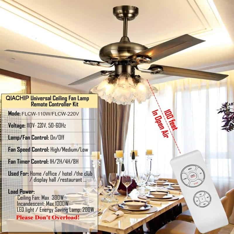 QIACHIP AC 110V 220V WIFI Smart Ceiling Fan APP Remote Timer and Speed Control Light Home Work With Amazon Alexa and Google Home
