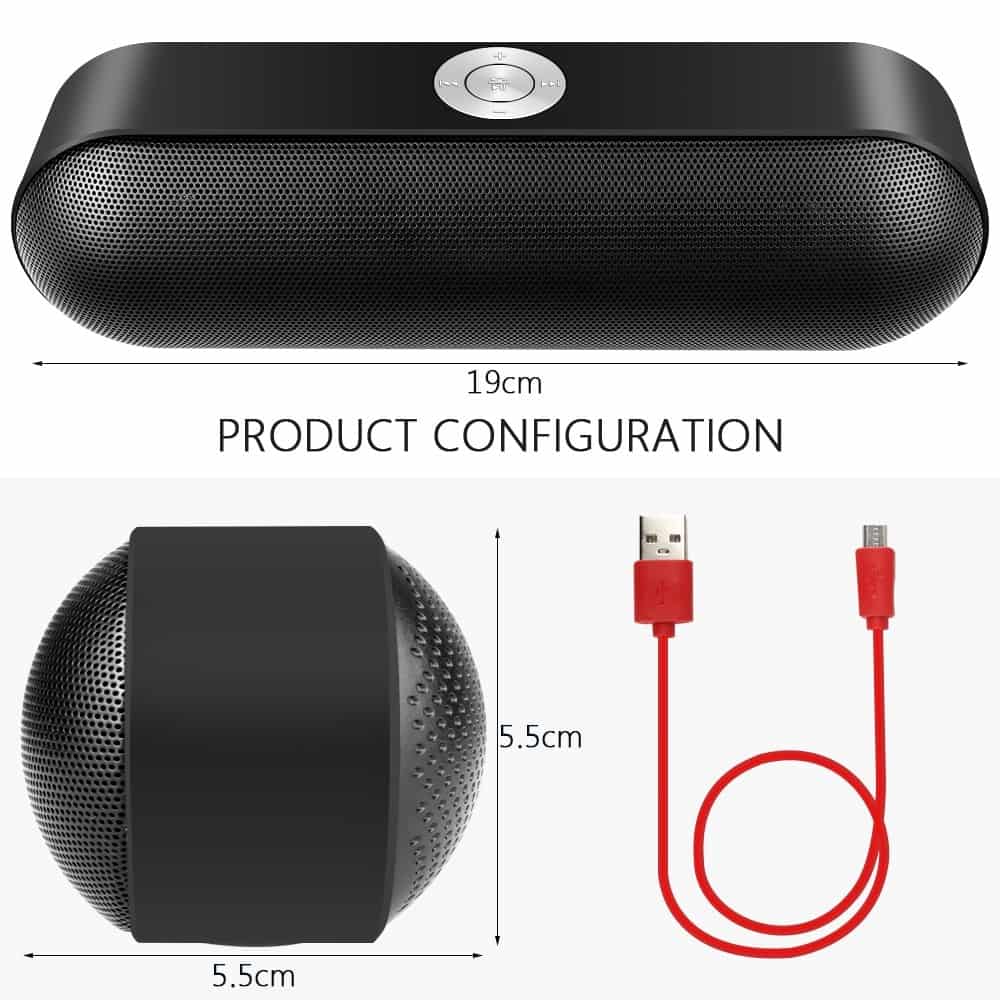 TOPROAD Portable Bluetooth Speaker Wireless Stereo Sound Boombox with Microphone Support TF AUX FM Radio Speakers For Phone PC