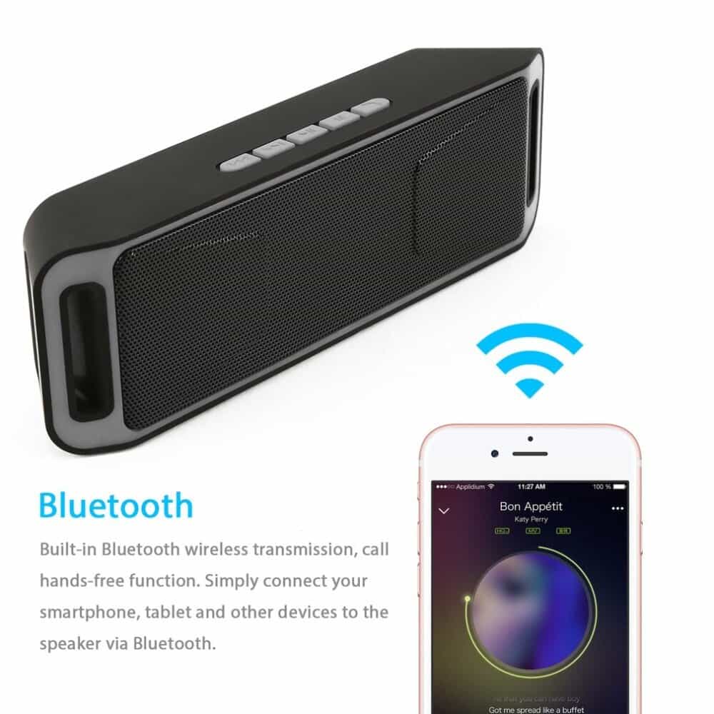 S208 Bluetooth Speaker Wireless Recharegable Stereo Loudspeakers USB Charging Mini FM Radio Multifunctional Sound Boombox 3W