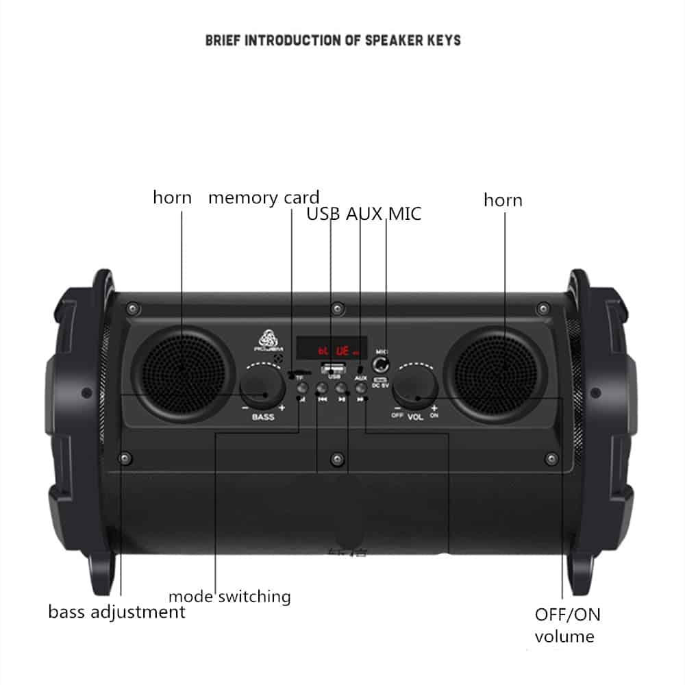 HYASIA Portable bluetooth speaker High Power 15W BT Soundbar Wireless Column Outdoor Subwoofer Support Mic Move KTV PK Boombox