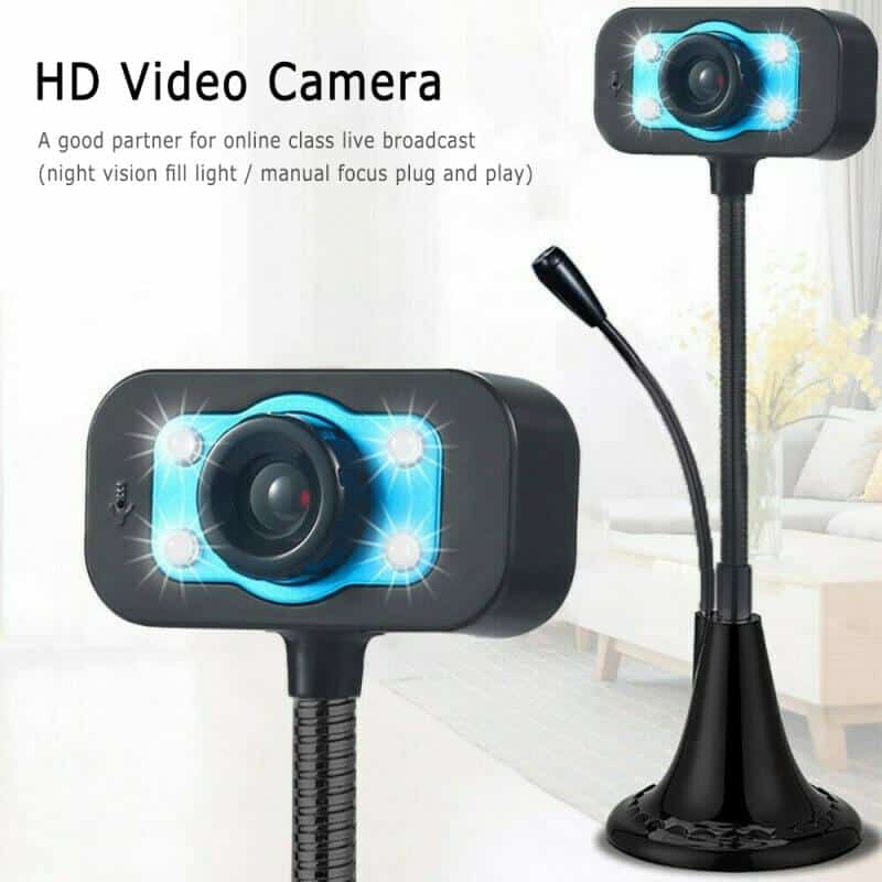 Portable USB 2.0 HD Webcam Computer PC Digital USB Camera Video Recording With Microphone Fill Light