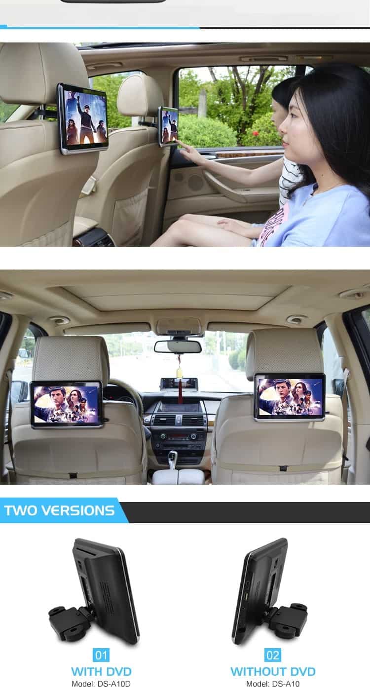 10.1 inch Android 6.0 car plug-in DVD HD touch screen MP5 rear entertainment player 1080P car headrest monitor WIFI/Bluetooth/FM