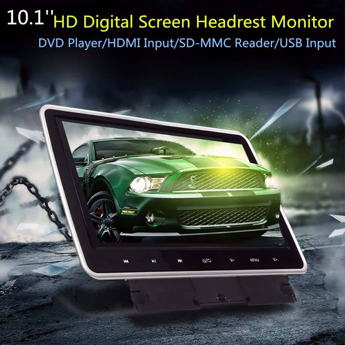 10 Inch 1024*600 Car Headrest Monitor DVD Player USB/SD/HDMI/FM/Game TFT LCD Screen Touchs Button Support Headphone