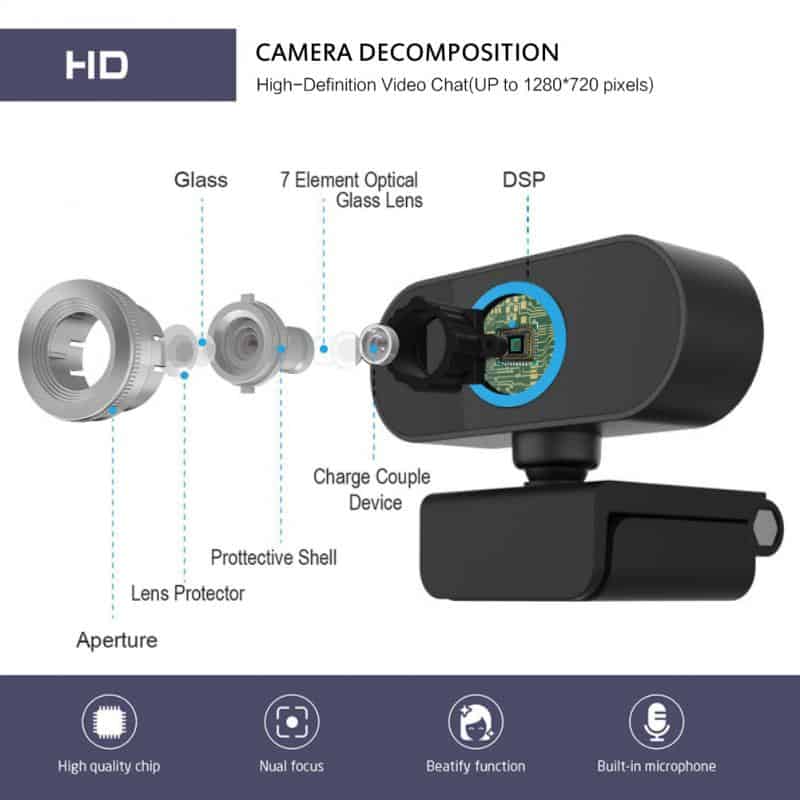 Usb Web Camera 1080p P 5mp Auto Focus Computer Camera Webcams Built-in Sound-absorbing Microphone 1920 * 1080 Dynamic Resolution