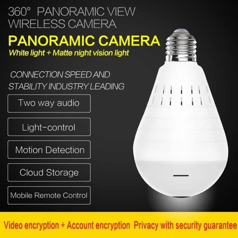 360 Degree Wireless WIFI IP Light Camera 960P Bulb Lamp Panoramic Smart Home Monitor Alarm CCTV WiFi Security Camera