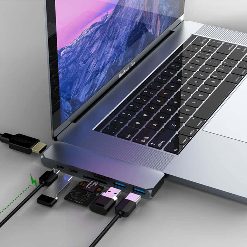 Mosible USB 3.1 Type-C Hub To HDMI Adapter 4K Thunderbolt 3 USB C Hub with Hub 3.0 TF SD Reader Slot PD for MacBook Pro/Air 2020