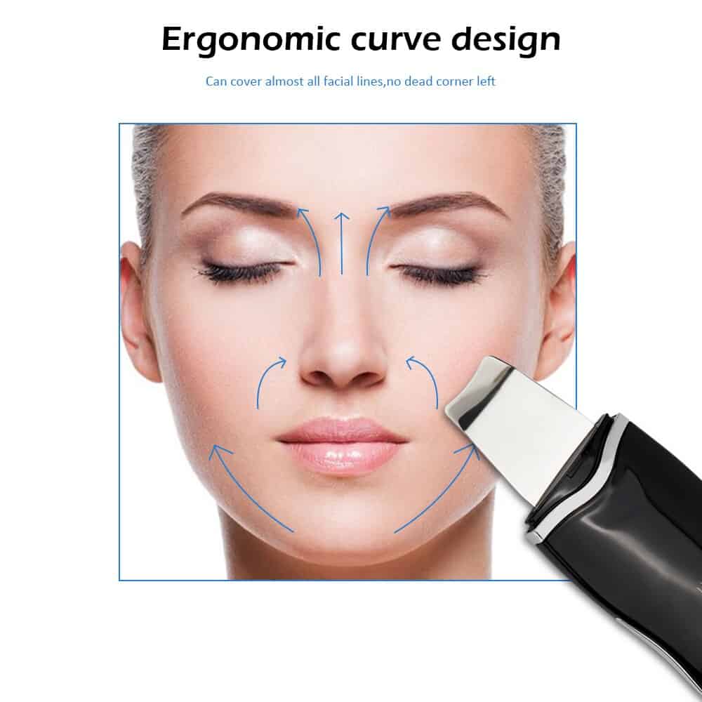 Ultrasonic Ion Facial Deep Cleaner Blackhead Acne Remover Facial Exfoliator Skin Scrubber Peeling Shovel Pore Cleaning Device