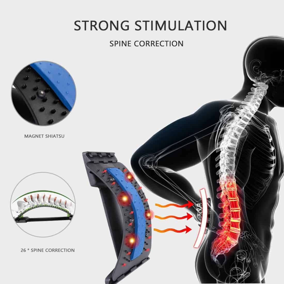 Back Massager Stretcher Fitness Massage Equipment Stretch Relax Stretcher Chiropractic Lumbar Support Spine Pain Relief