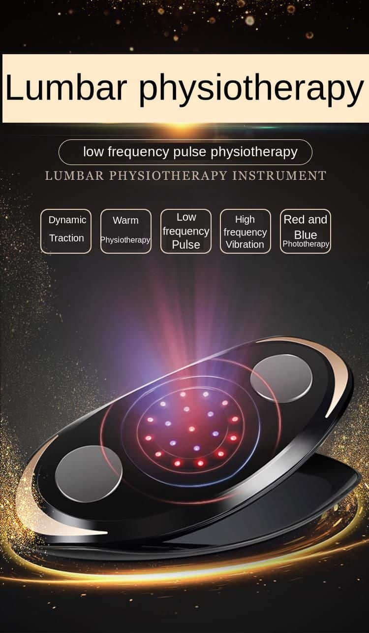 Low Frequency Pulse Waist Massager Back Heating Vibrator Lumbar Traction Massage Device Red Blue Light Therapy Relieve Fatigue