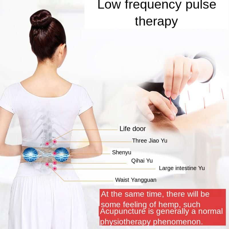 Low Frequency Pulse Waist Massager Back Heating Vibrator Lumbar Traction Massage Device Red Blue Light Therapy Relieve Fatigue