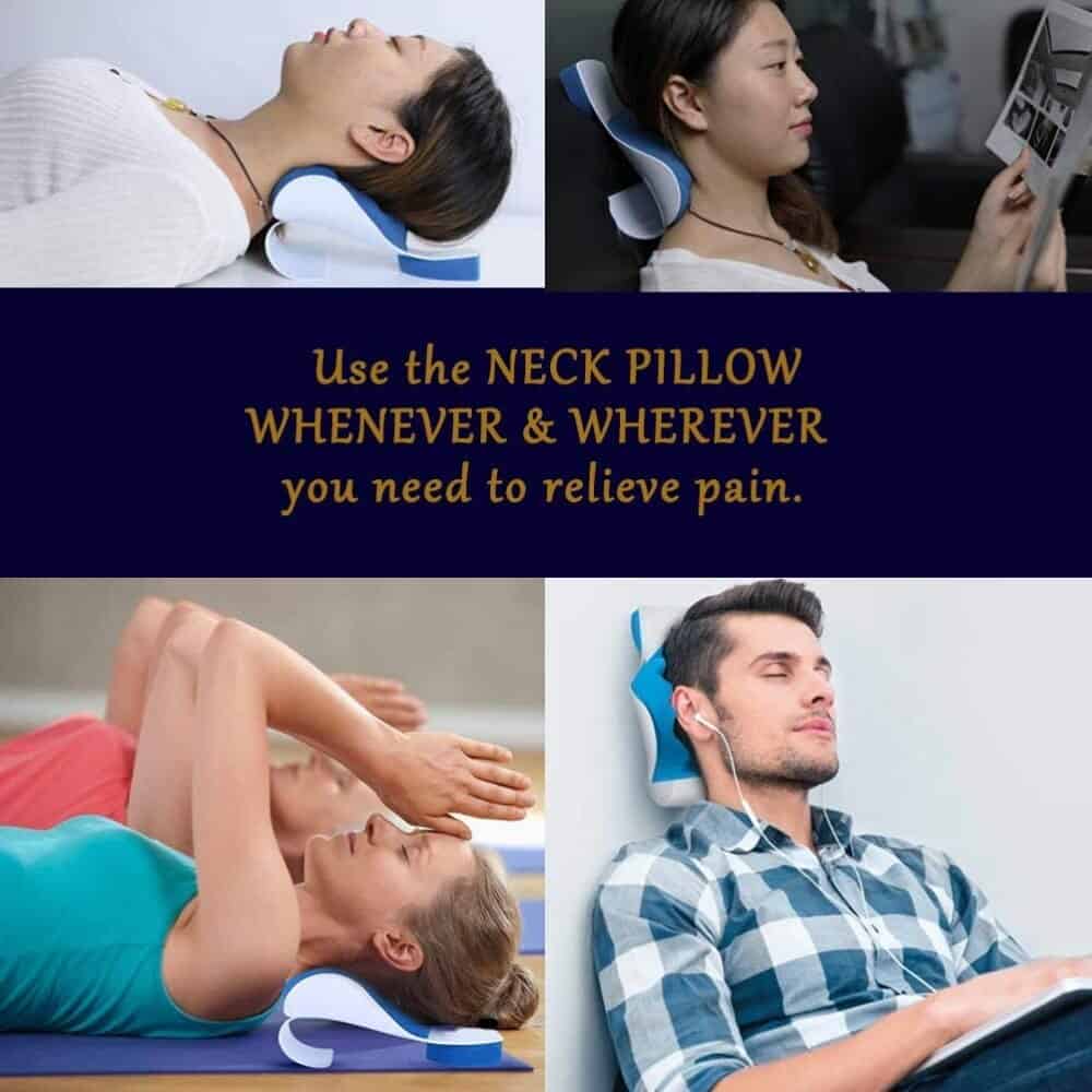 Pain Relief Pillow Neck & Shoulder Massage Relaxer Traction Device - Chiropractic Pillow for Pain Relief Management & Cervical