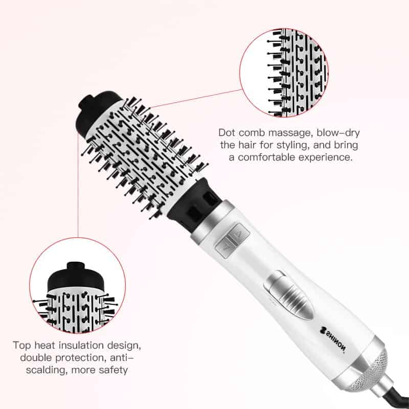 2 in 1 Electric Automatic Rotating Hair Dryer Brush Comb Blow Dryer Hair Curler Roller Curling Iron Salon Comb Styler Styling