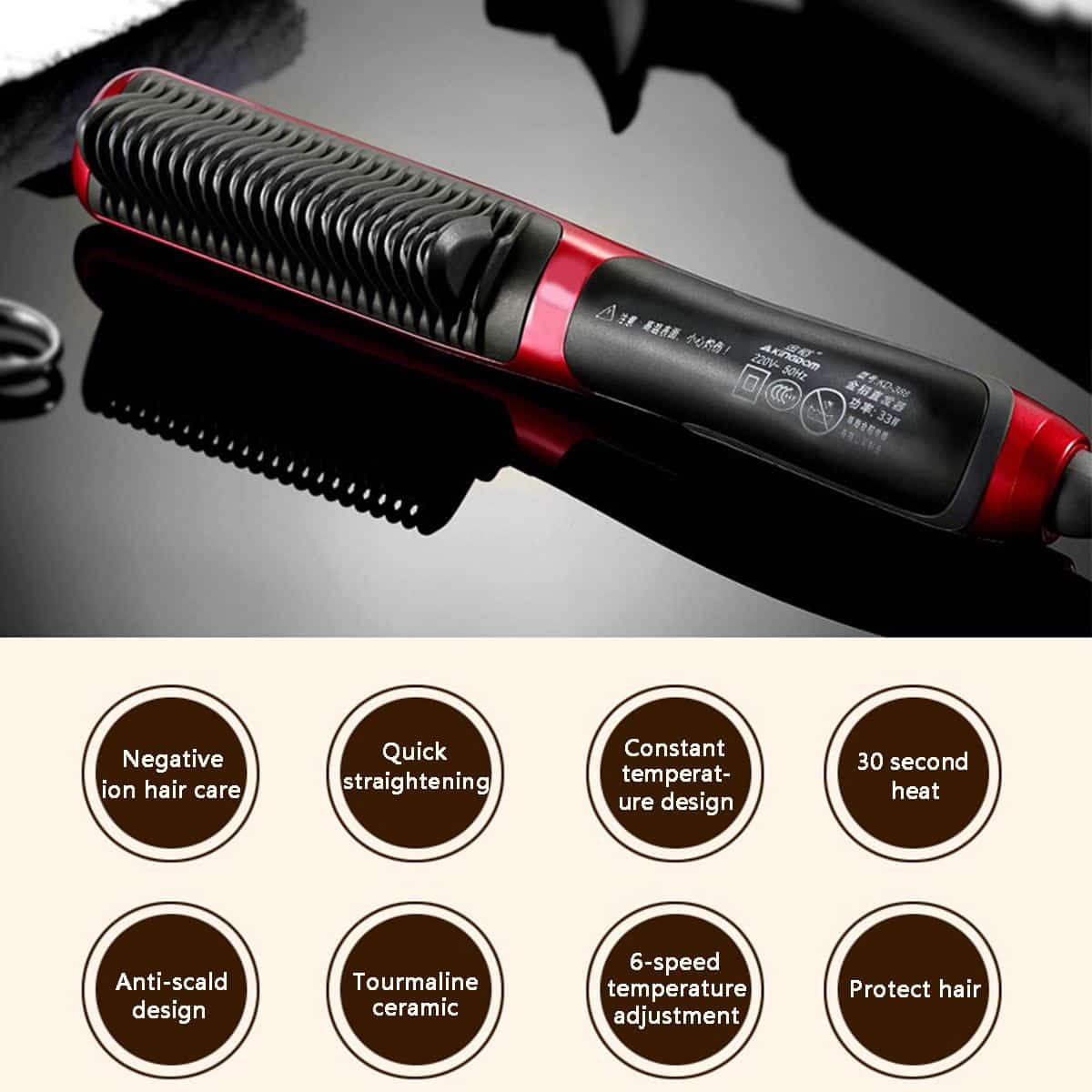 2 in 1 Hair Dryer Hot Air Brush Ceramic Hair Straightener Curler Comb Roller Electric Ion Blow Dryer Brush Personal Appliance