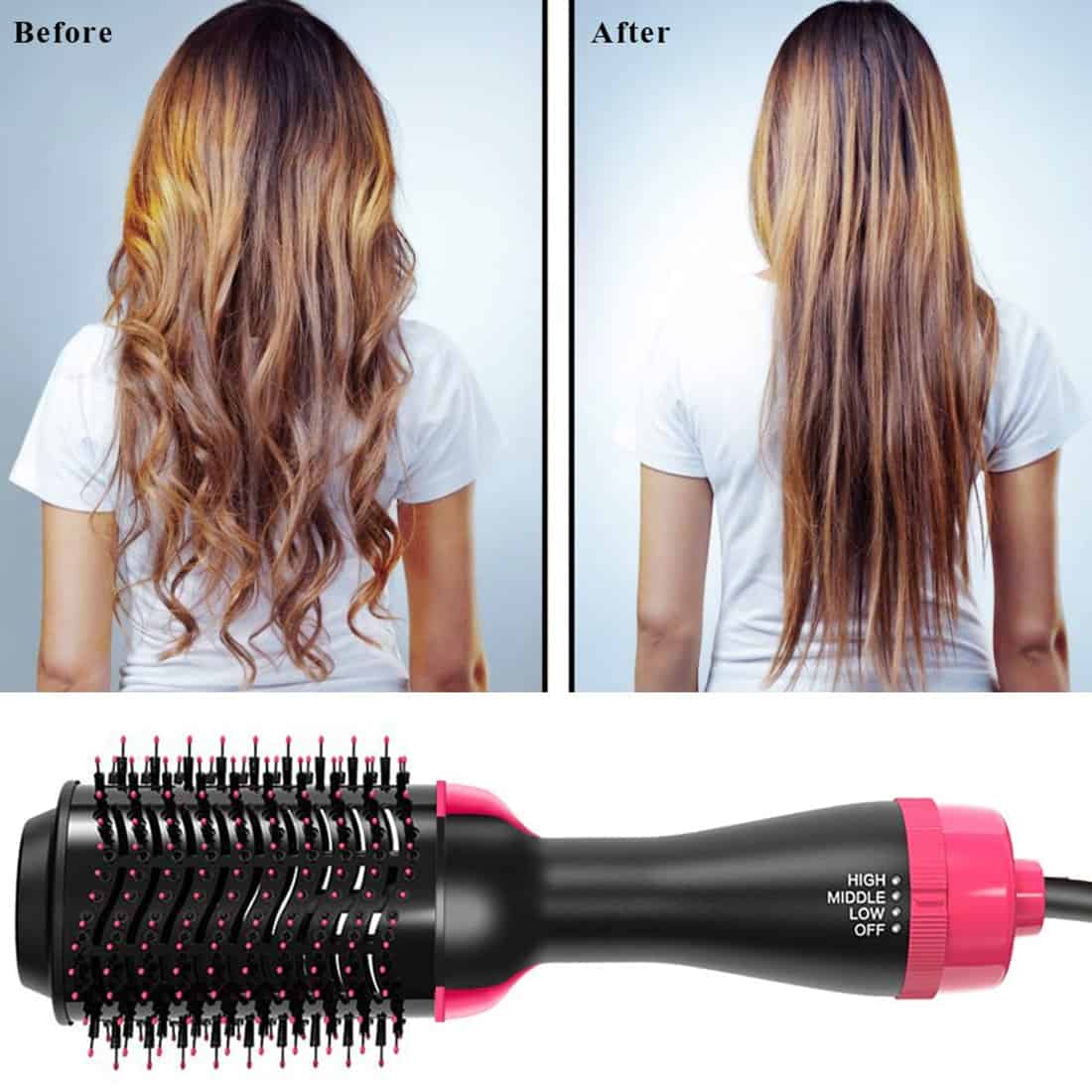 3 in 1 Hair Dryer Hot Air Comb Straightening Curling Brush Multifunctional Hair Straightener Hot Air Brush Salon Styling Tools
