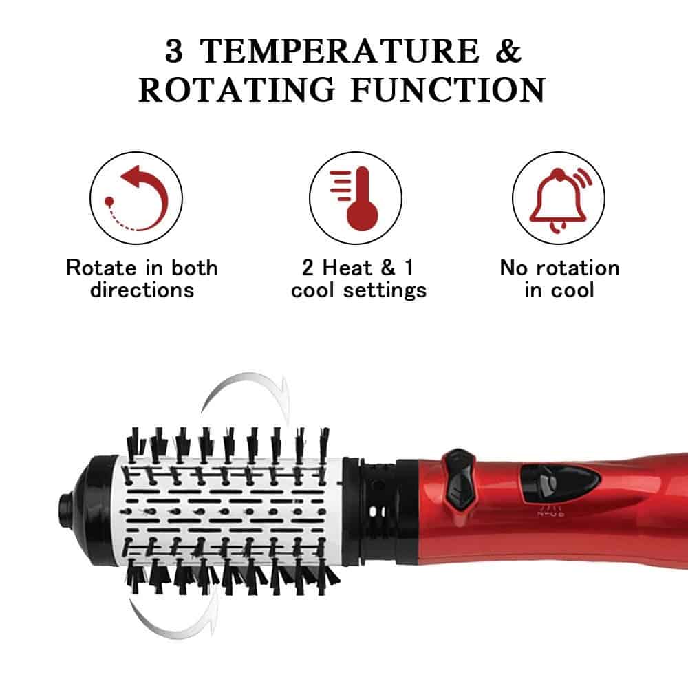 2 in 1 Multifunction Hot Hair Comb Dryer Volumizer Rotating Roller Brush Salon Hot Air Paddle Styler Straightener Curler Comb