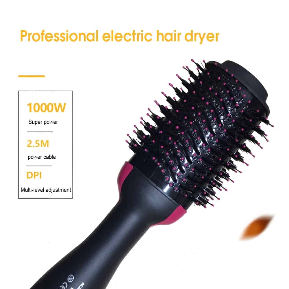 Professional 2 In 1 Hair Dryer Hot Air Brush 4 Gears Hair Straightener Comb Curling Brush Roller Electric Ion Blow Dryer Tool