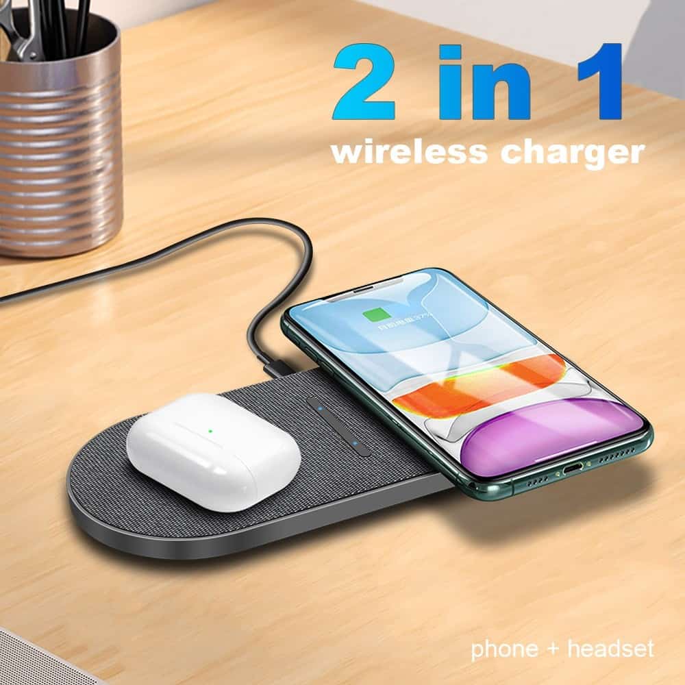 2 in 1 30W Dual Seat Qi Wireless Charger for Samsung S20 S10 Double Fast Charging Pad For iPhone 12 11 XS XR Huawei Mate 40 Pro