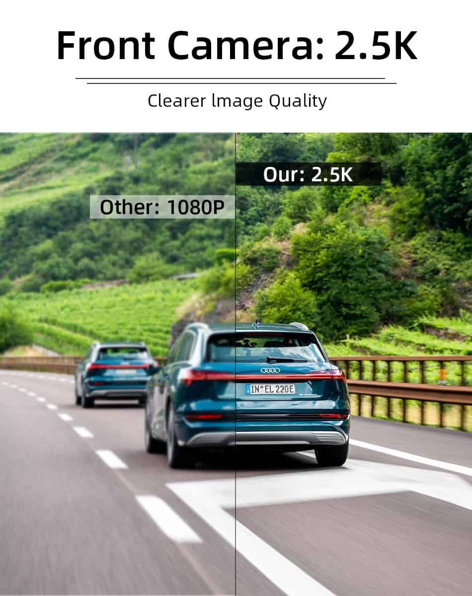 Jansite 10 inches 2.5K Car DVR Touch Screen Stream Media Dual Lens Video Recorder Rearview mirror Dash cam Front and Rear camera