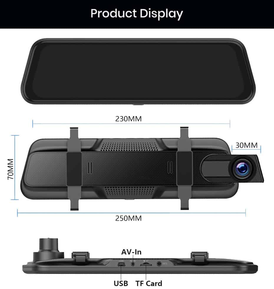 WHEXUNE New 12 inch Mirror 1440P Car DVR Stream Media Touch Screen Car Camera dash cam rear view camera Parking Monitor recorder