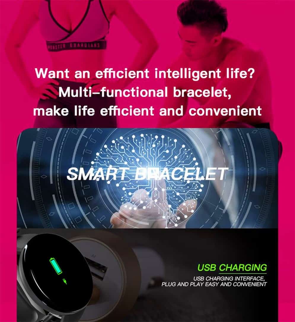 D18 Sports Smart Watch Heart Rate Smart Bracelet High-definition Touch-Screen IP67 Wristband Watch Strap fitness tracker