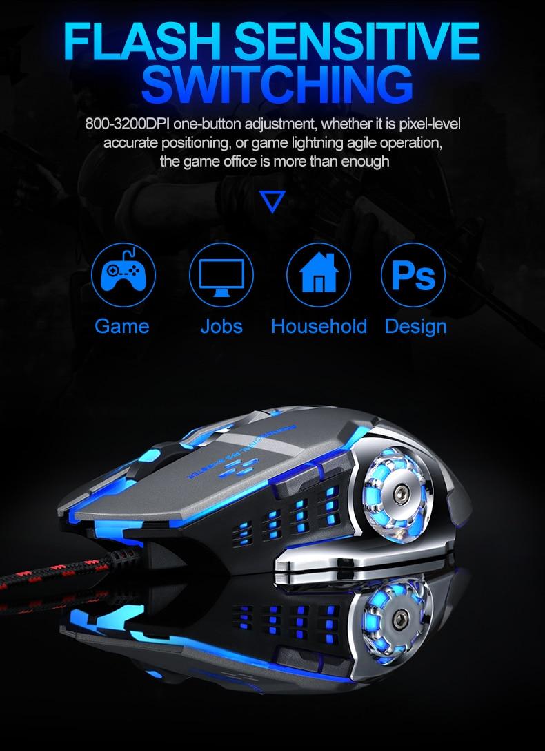 Professional Wired Gaming Mouse 6 Button 3200DPI LED Optical USB Computer Mouse Game Mice Silent Mouse Mause For PC laptop Gamer