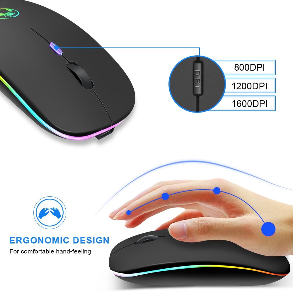 Wireless Mouse Bluetooth RGB Mouse Rechargeable Computer Mause Silent Ergonomic LED Mice USB optical Backlit Mouse for laptop PC