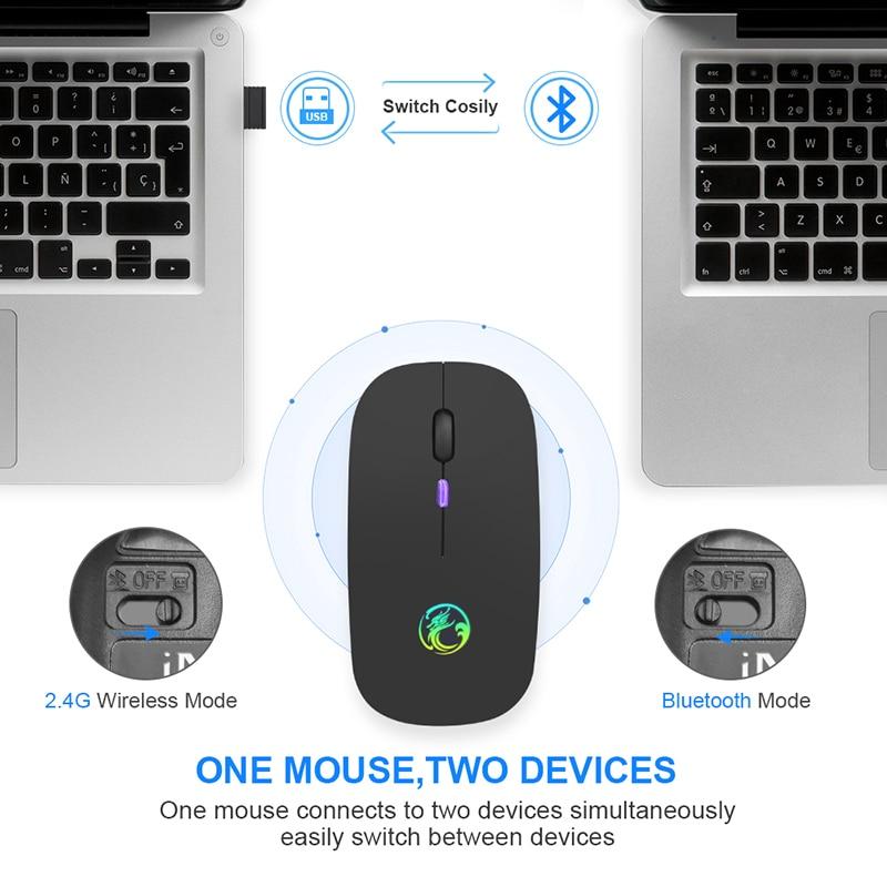 Wireless Mouse Bluetooth RGB Mouse Rechargeable Computer Mause Silent Ergonomic LED Mice USB optical Backlit Mouse for laptop PC