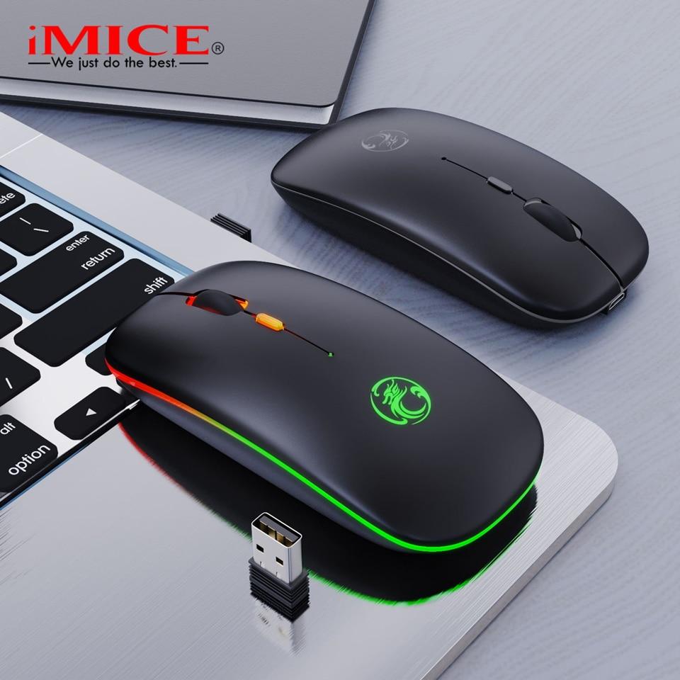 Wireless Mouse RGB Bluetooth Computer Mouse Gaming Silent Rechargeable Ergonomic Mause With LED Backlit USB Mice For PC Laptop