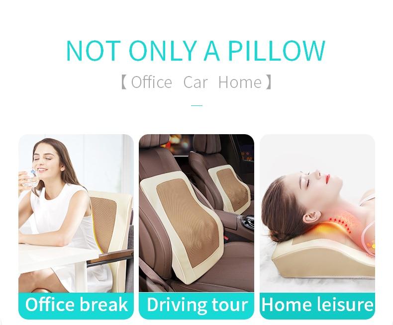 Jinkairui 4 Heads Electric Neck Back Lumbar Cervical Massage Pillow Vibrating Shiatsu with Infrared Heated Car Home Dual Use