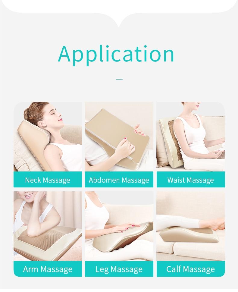 Jinkairui 4 Heads Electric Neck Back Lumbar Cervical Massage Pillow Vibrating Shiatsu with Infrared Heated Car Home Dual Use