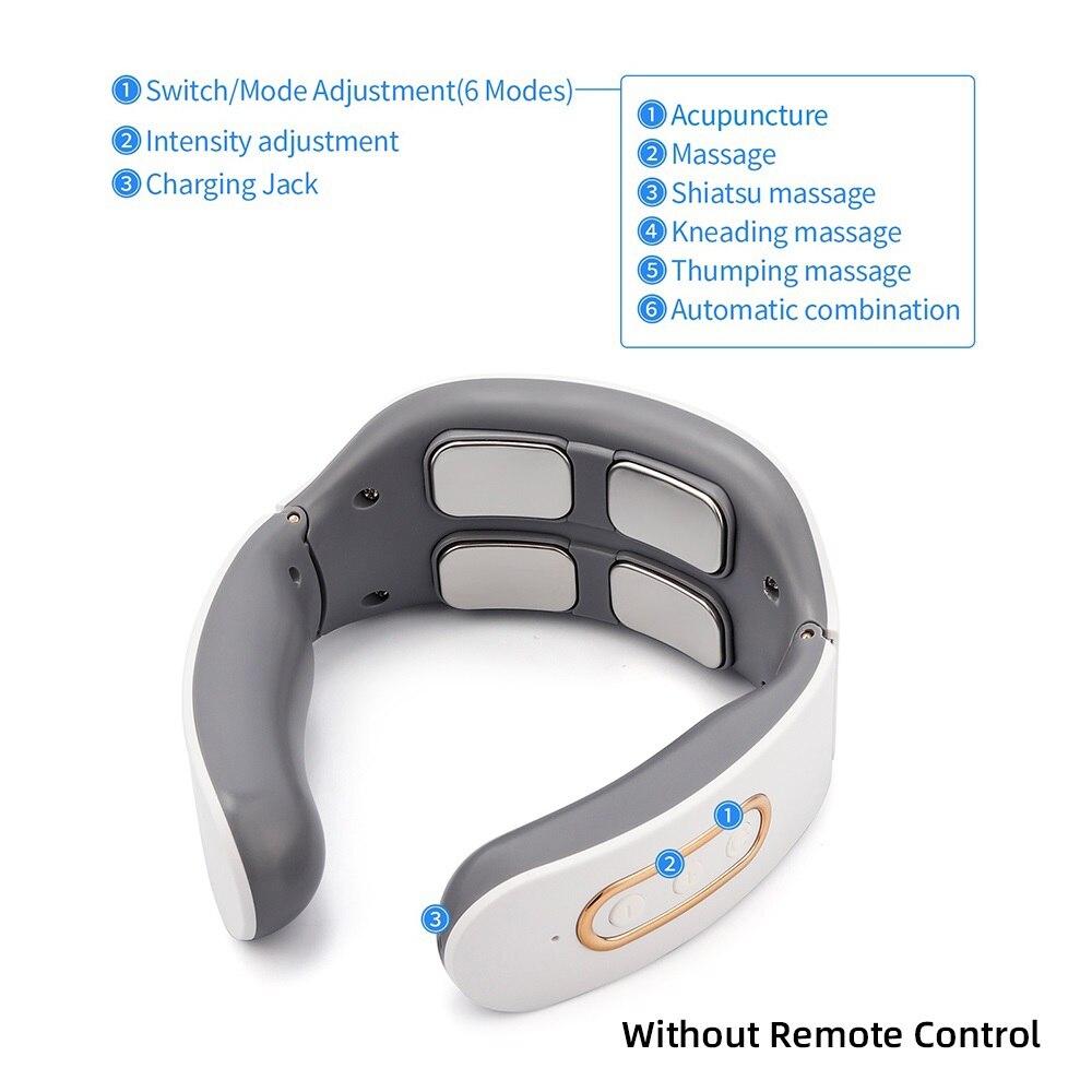 6 Heads Smart Electric Neck and Back Pulse Massager TENS Wireless Heat Cervical Vertebra Relax Pain Kneading Massage Machine