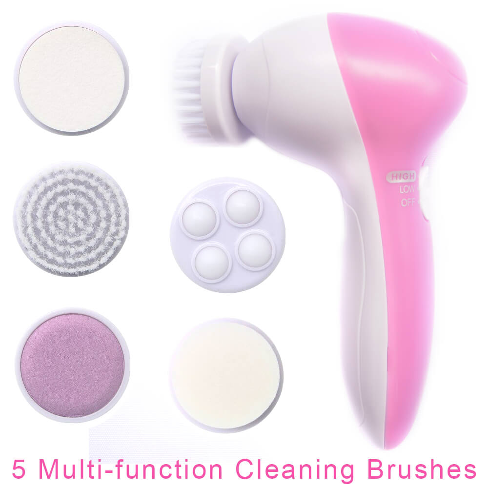 5 6 in 1 Electric Facial Brush Washing Face Cleansing Massager Machine Silicone Skin Beauty Makeup Cleanser Remover device Sets
