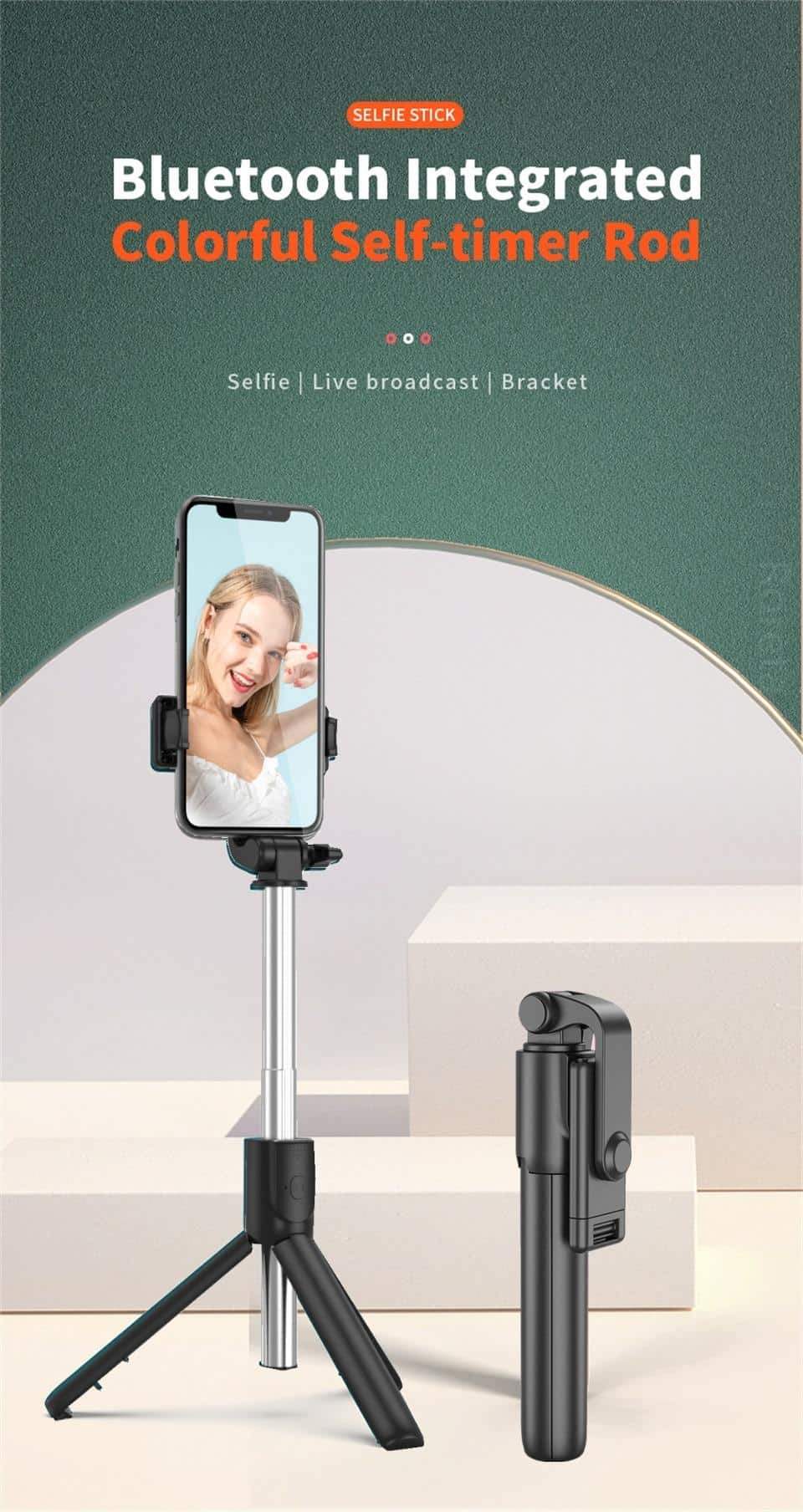 Roreta NEW 3 in 1 Wireless Foldable Mini Selfie Tripod Monopod With Bluetooth Remote Shutter For iPhone Xiaomi Smart Phone