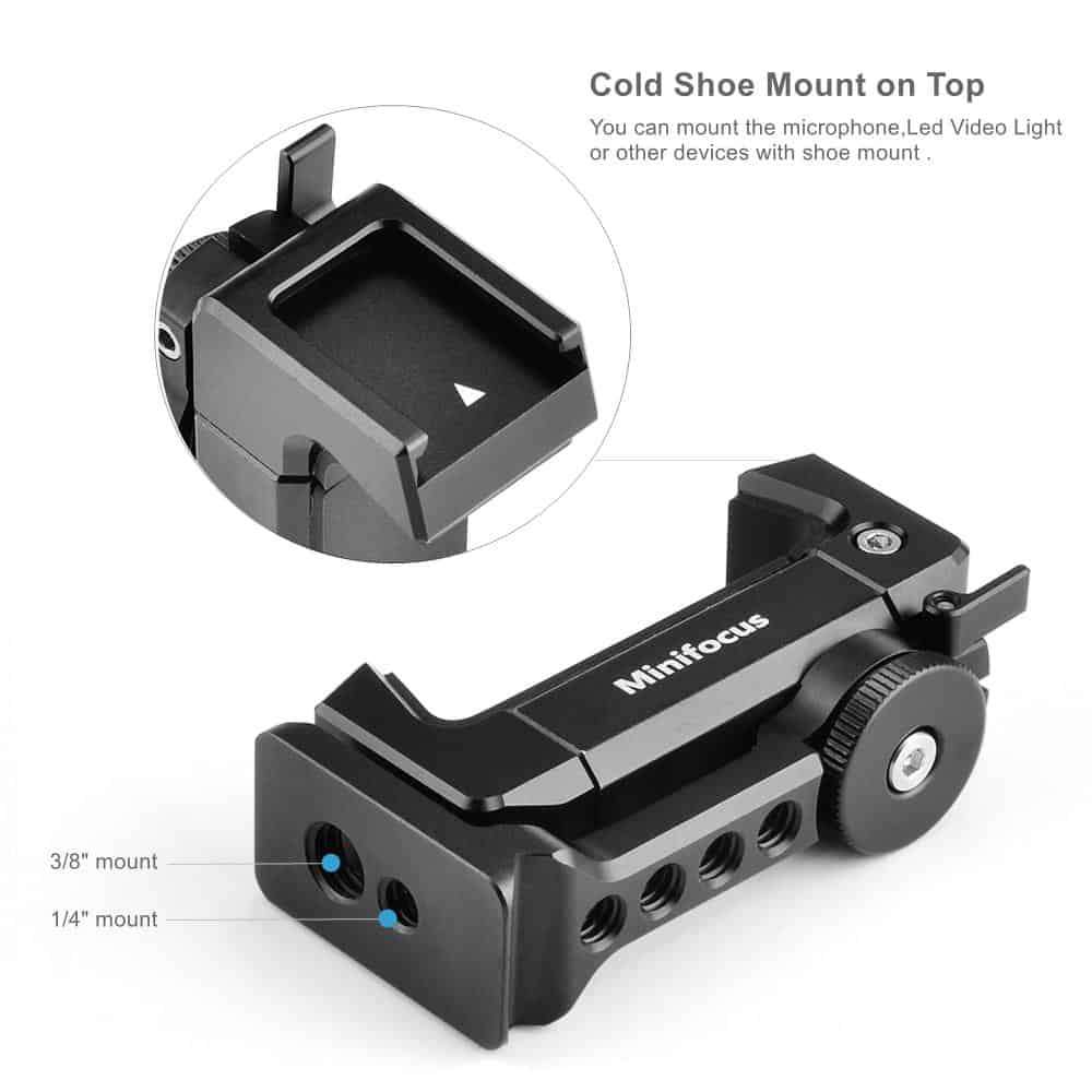 Smartphone Tripod Mount Adapter Universal Phone Clip Holder 360 Rotation Mobile Clamp with Cold Shoe Mount for Arca-Type Plate