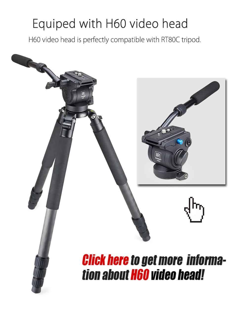 INNOREL RT80C Carbon Fiber Camera Tripod Professional Birdwatching Heavy Duty Tripod 65mm Bowl Adapter for DSLR Video Camcorder