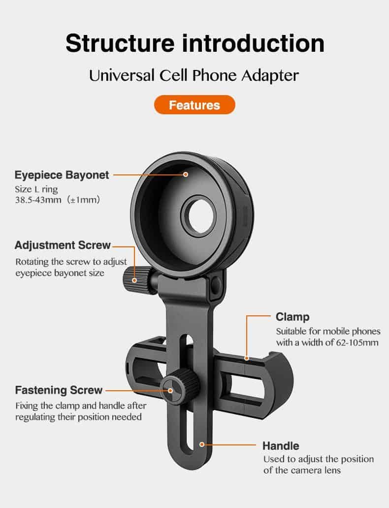 Universal Cell Phone Adapter Bracket Clip Mount Soft Rubber Material for Binocular Monocular Spotting Scope Telescope