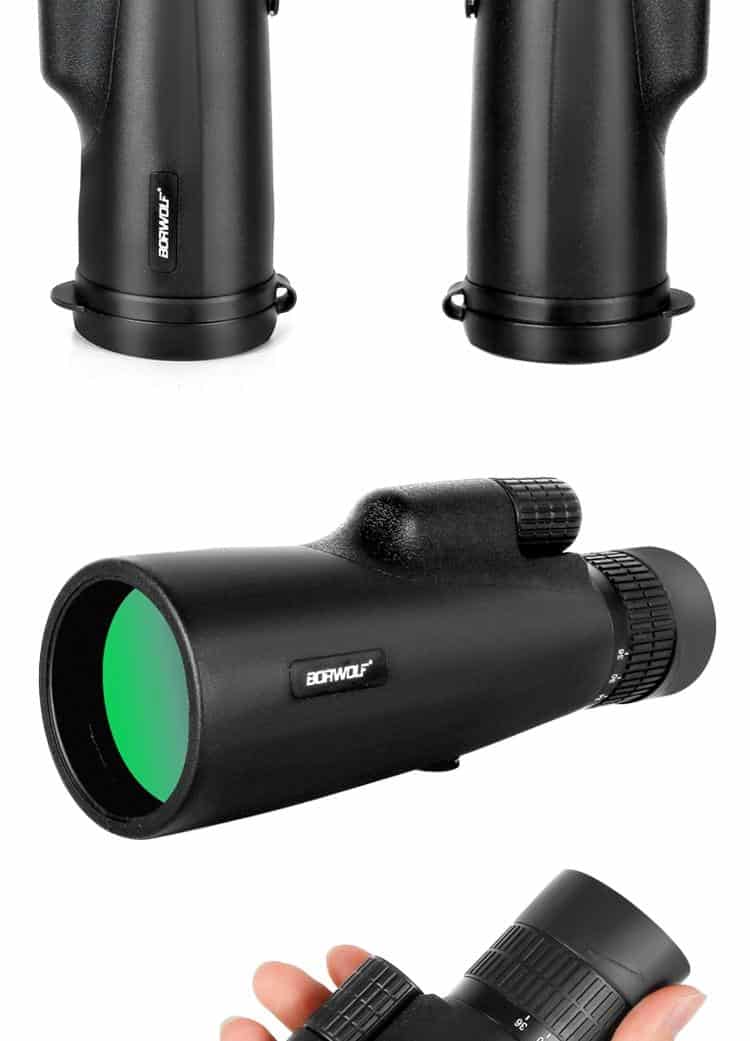 Borwolf 12-36X50 Monocular HD Light Night Vision Bak4 PrismTelescope with Phone Clip Tripod Waterproof Binoculars for hunting