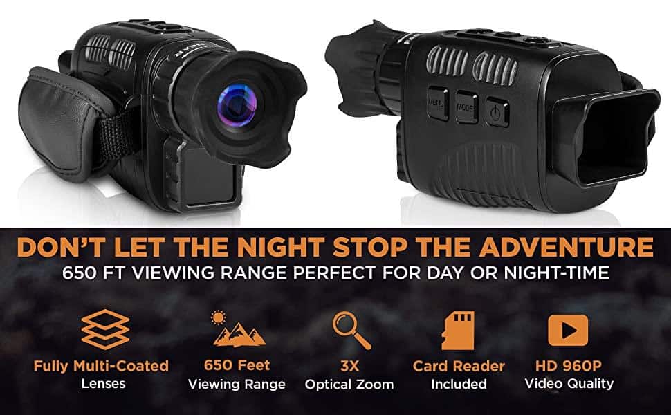 Night Vision Monocular Record Video Night Vision Scope 1.5 Inch LCD Display Water Resistent Goggles Playback Funtion for Outdoor