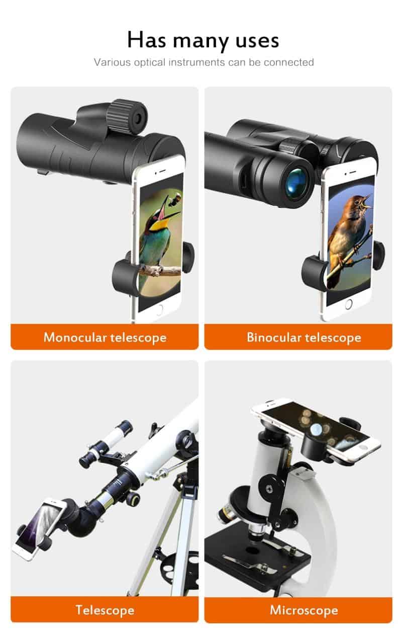 Universal Phone Adapter CM-8/4 Clip Mount Soft Rubber Material Direct Focus on Binocular Monocular Spotting Scope Telescope New
