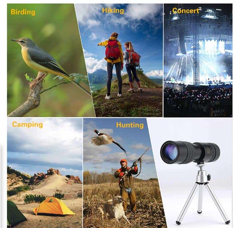 4K 10-300X40mm Super Telephoto Zoom Monocular Telescope with BAK4 Prism Lens for Beach Travel Outdoor Activities Sports