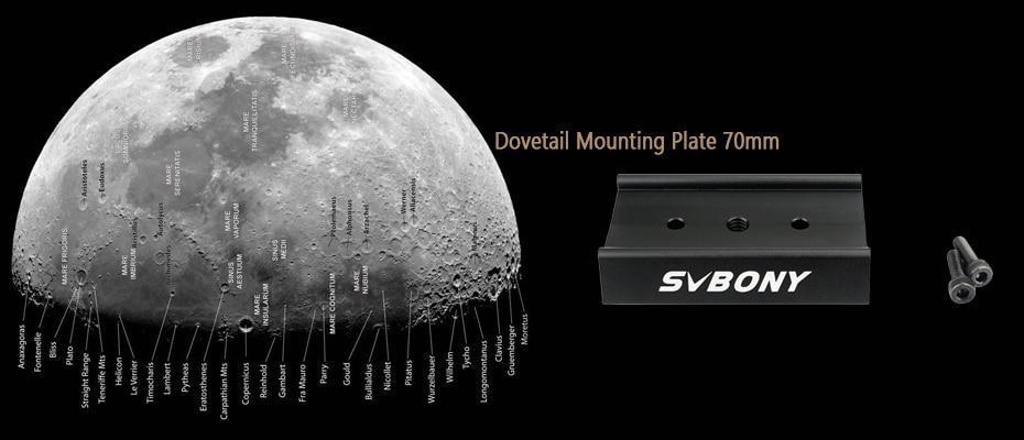 SVBONY Telescope Dovetail Mounting Plate 70mm for Astronomy Equatorial Tripod Long Version for Binocular/Monocular F9175A
