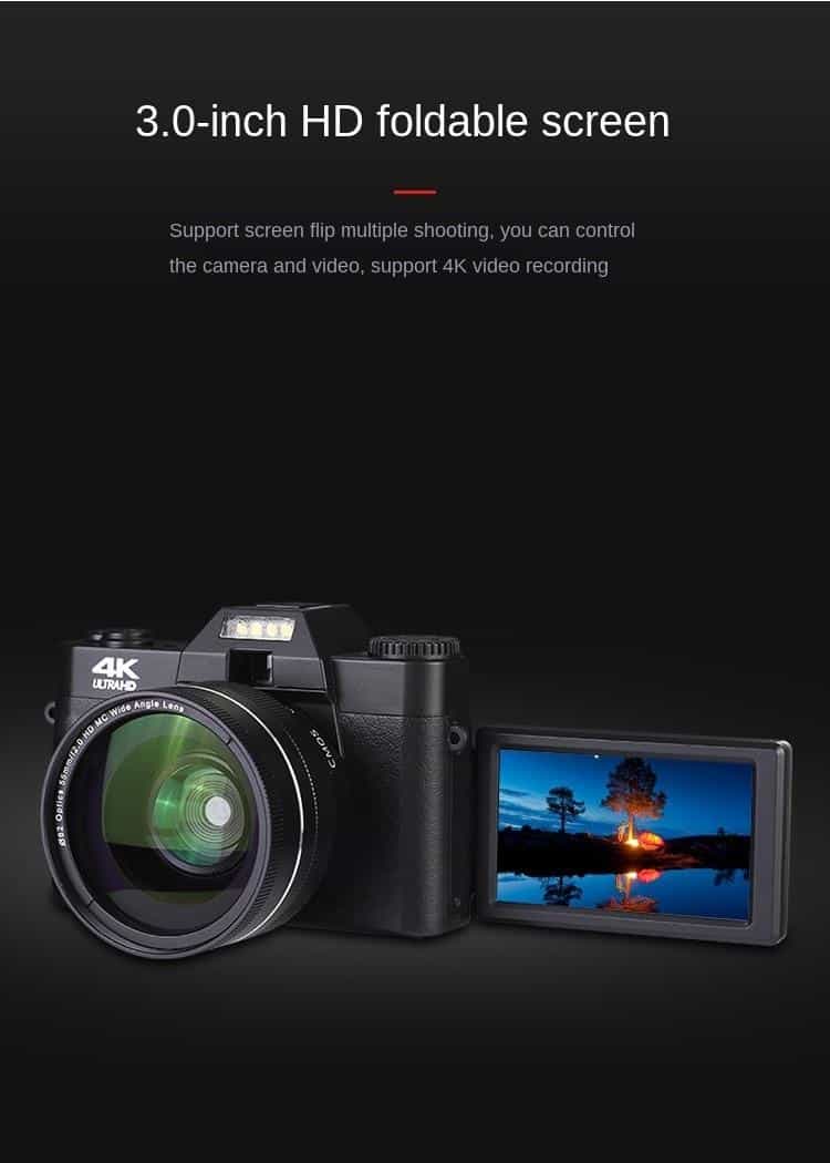 ELRRICH 2021 4K HD 16X Digital Camera Micro Single Retro With WiFi Professional Digital Camera Vlog External Lens