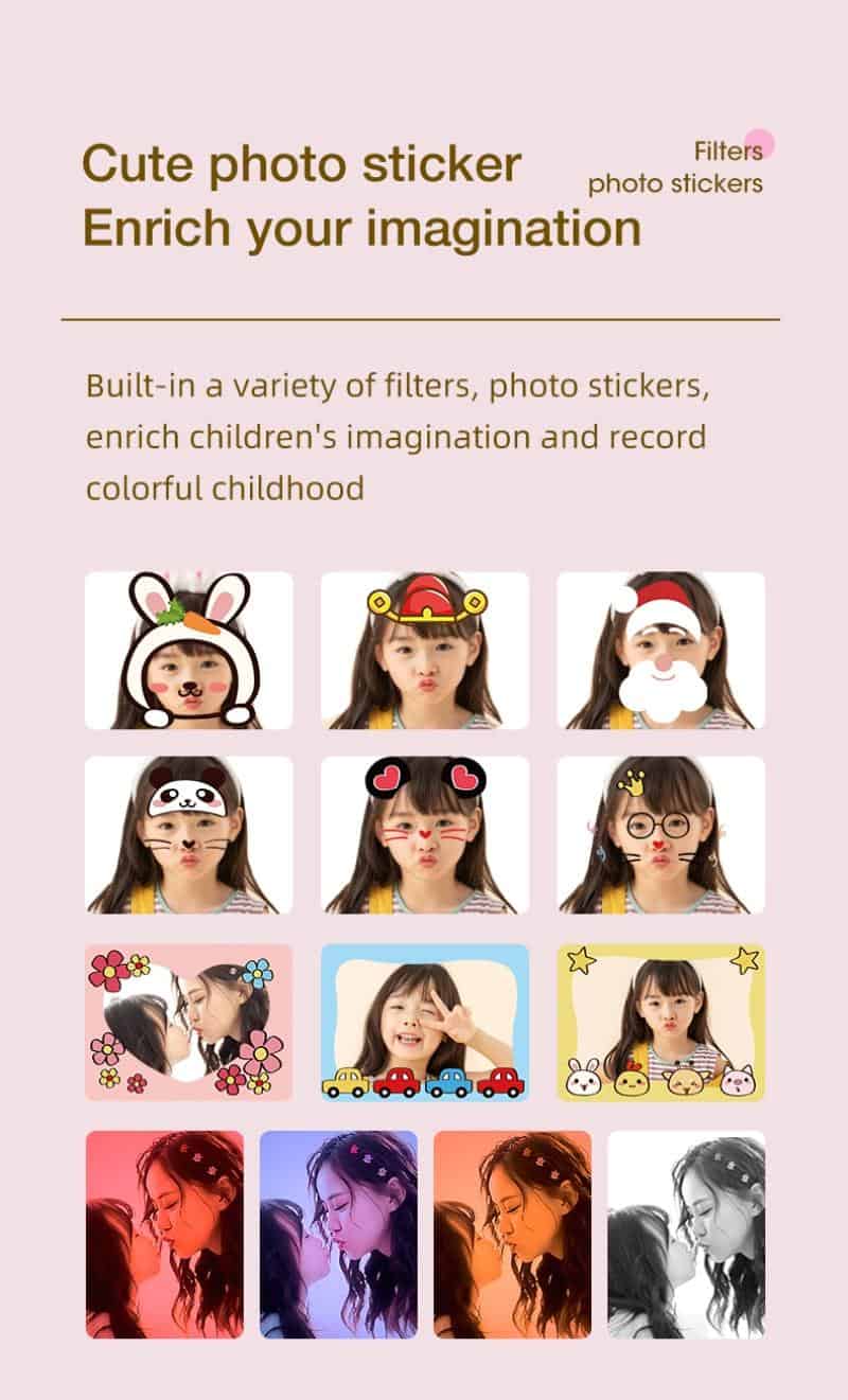 Children Instant Print Camera 2.4 Inch IPS Screen For Kids Birthday Gift 1080P HD Video Photo Digital Camera With 32GB Card