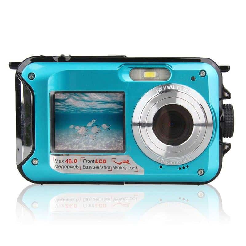 Digital Camera Waterproof Camera 2.7 Inch 1.8 Inch Double Screen Max 48MP 16 X Digital Zoom Black Camcorder