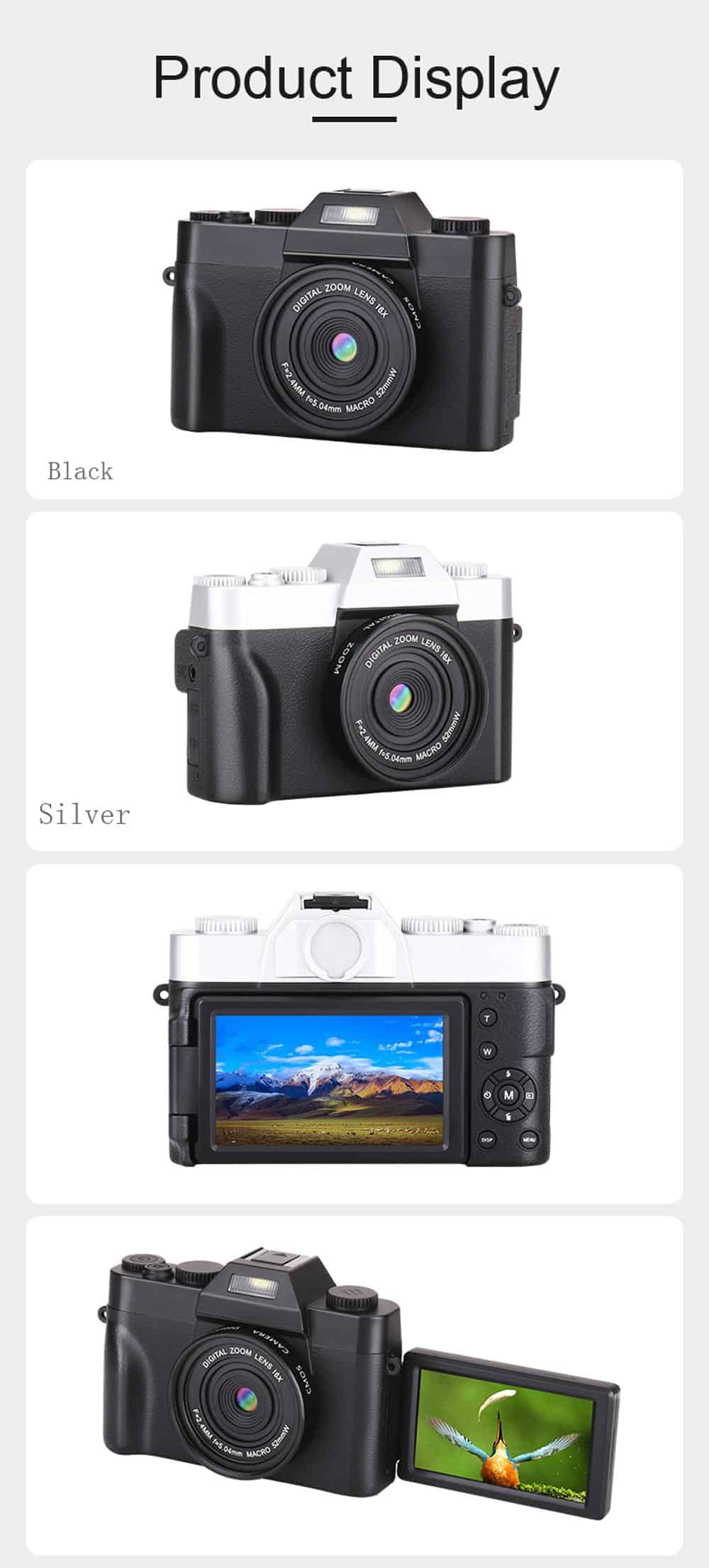 KOMERY Digital Camera 4K Camera 3.0 Inch LCD Flip Screen Video Camera 16X Digital Zoom HD Output Support WiFi Selfie Cam
